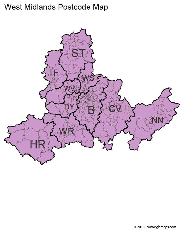 West midlands postcode map west midlands postcode map